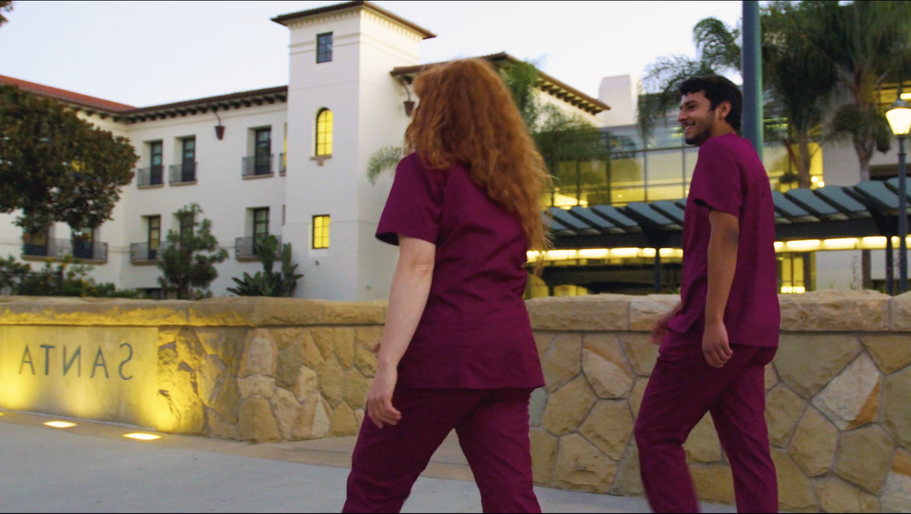 Nursing students walking to class.